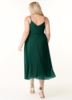Azazie Clarissa Brautjungfernkleider A-Linie V-Hals Chiffon Kleid Smaragd image8