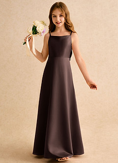 Azazie Joella Girls Formal Flower Girl Klänningar Klä A-Line i Matt satäng Plisserad image3