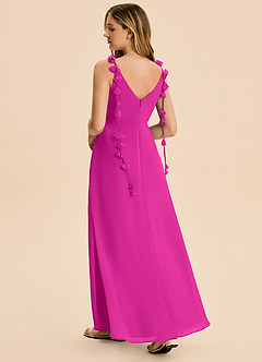 Azazie Gumdrop Junior Vestido Fucsia de Gasa de Imperio con Plisado image1