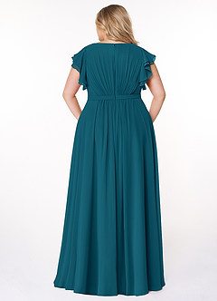 Azazie Daphne Bescheidene Brautjungfernkleider A-Linie Gekräuselt Chiffon Bodenlänge Kleid image7