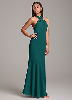 Azazie Lorena Bridesmaid Dresses Peacock Mermaid Pleated Chiffon Dress image5