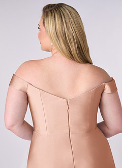 Barbie ♥ Azazie Brautjungfernkleider Wandelbar A-Linie Schulterfrei Stretch-Satin Kleid Roségold image12