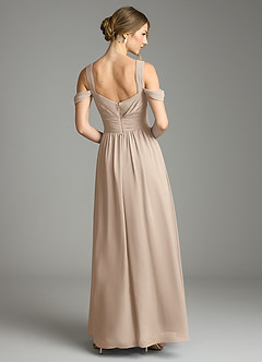 Azazie Lianne Bridesmaid Dresses Taupe A-Line Off the Shoulder Chiffon Dress image7