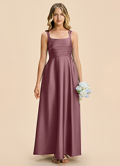 Azazie Azaria Junior A-Linie Plissee Stretch-Satin Kleid Amethyst image3