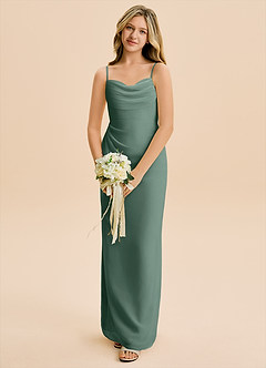 Azazie Mai Junior Sea Moss Sheath Pleated Chiffon Dress image4