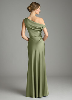 Azazie Emerson Bridesmaid Dresses Garden Sage Mermaid Off the Shoulder Stretch Satin Dress image2