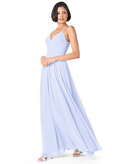 Azazie Avelina Bridesmaid Dresses Lavender A-Line V-Neck Pleated Chiffon Dress image3