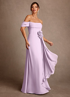 Azazie Amherst Mother of the Bride Dresses Frosted Lilac A-Line Off the Shoulder Chiffon Dress image2