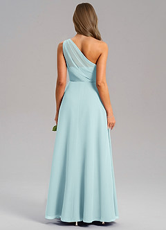 Azazie Phaedra Bridesmaid Dresses Sea Glass A-Line One Shoulder Chiffon Dress image2