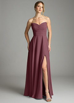 Azazie Ayla Abiti da Damigella Abito A-Line in Chiffon Scollo a Cuore Sangria image7