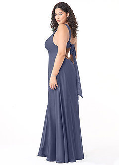 Azazie Christiana Vestidos de damas de honor Vestido de Tormenta de Gasa de Corte en A con Cuello en V plisado image10