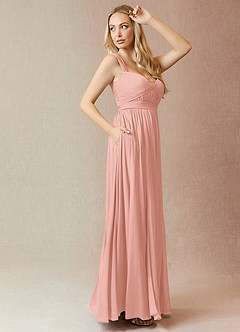 Azazie Reniya Bridesmaid Dresses Rosette A-Line Pleated Mesh Convertible Dress image3