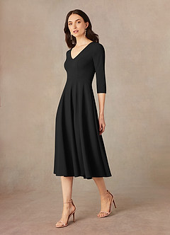 Azazie Nassif Mother of the Bride Dresses Black A-Line Stretch Crepe Dress image2