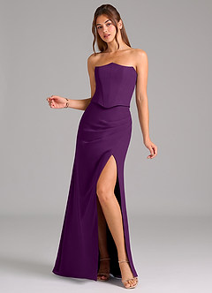 Azazie Jenine Bridesmaid Dresses Grape Mermaid Strapless Chiffon Dress image3