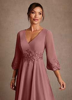 Azazie Ana Mother of the Bride Dresses Desert Rose A-Line Lace Chiffon Dress image5