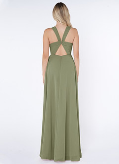 Azazie Jane Brautjungfernkleider A-Linie V-Hals Gefaltet Chiffon Kleid Pistazie image2