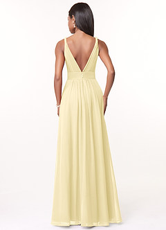 Azazie Maren Bridesmaid Dresses Lemon Sorbet A-Line Pleated Chiffon Dress image2