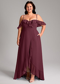 Azazie Lyra Bridesmaid Dresses Cabernet A-Line Chiffon Convertible Dress image16
