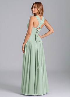 Azazie Darana Bridesmaid Dresses Agave A-Line Corset Chiffon Dress image6