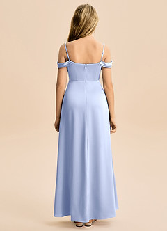 Azazie Lettie Junior A-Linie Schulterfrei Stretch-Satin Kleid Eis image3