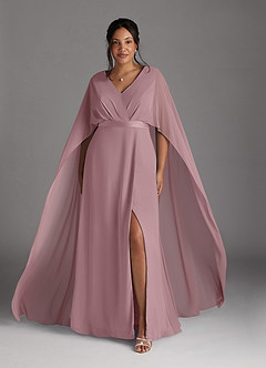 Azazie Isa Mother of the Bride Dresses Dusty Rose A-Line V-Neck Pleated Chiffon Dress image7