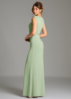 Azazie Chantal Bridesmaid Dresses Dusty Sage Mermaid Pleated Premium Stretch Jersey Dress image7