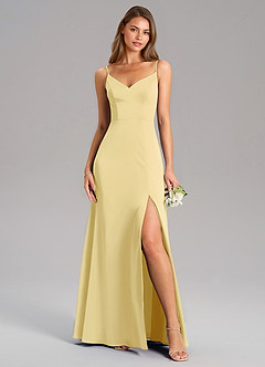 Azazie Talina Brautjungfernkleider A-Linie Stretch-Satin Kleid Zitronensorbet image5