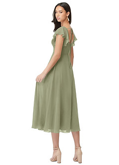 Azazie Bondi Bridesmaid Dresses Pistachio A-Line Ruched Chiffon Dress image2