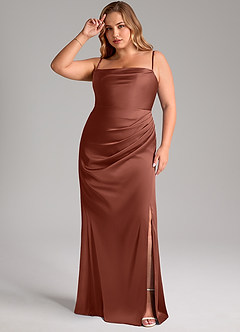 Azazie Leonis Bridesmaid Dresses Auburn Mermaid Pleated Stretch Satin Convertible Dress image12