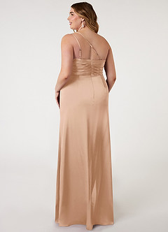 Azazie Eren Bridesmaid Dresses English Rose Mermaid One Shoulder Stretch Satin Dress image13