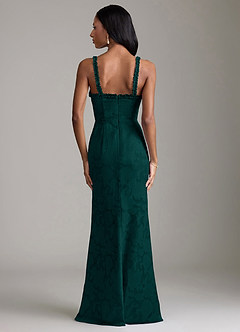 Azazie Corina Brudtärnklänningar Klä av Sjöjungfru i Blommig Utbrändhet Rynkad Tallgrön image6