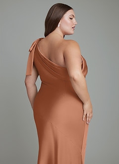 Azazie Yuanna Abiti da Damigella Abito Sirena in Raso Elasticizzato Monospalla Bronzo image14