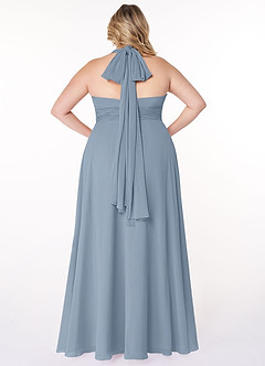 Azazie Fifi Robes de demoiselle d'honneur Robe Trapèze Convertible en Mousseline de soie Sans bretelle Bleu Poussiéreux image13