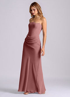 Azazie Debby Bridesmaid Dresses Desert Rose Mermaid Strapless Chiffon Dress image3