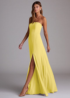 Azazie Wren 신부 들러리 드레스 A라인 사이드 슬릿 쉬폰 바닥 길이 드레스 image4