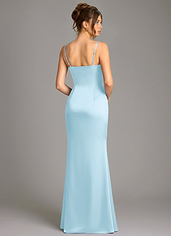 Azazie Reverie Bridesmaid Dresses Sky Blue Mermaid Corset Stretch Satin Dress image4