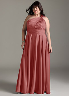 Azazie Charlize Jurken voor bruidsmeisjes Jurk van Stretch Satijn met A-lijn One-shoulder Antieke Roos image13