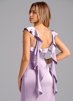 Azazie Adi Brudtärnklänningar Klänning av A-Linje i Stretch Satin Plisserad Frostad Lila image2