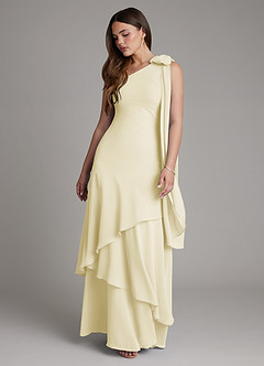 Azazie Monique Bridesmaid Dresses Lemon Sorbet A-Line One Shoulder Chiffon Dress image6