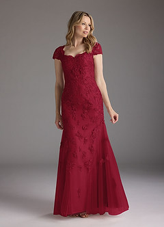 Azazie Marbella vestidos de madre de la novia Vestido de Borgoña de Encaje de Sirena con Reina Ana Lentejuelas image1