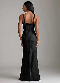 Azazie Corina Brudtärnklänningar Klä av Sjöjungfru i Blommig Utbrändhet Rynkad Svart image6