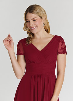 Azazie Thais Kleider für die Brautmutter A-Linie Spitze Chiffon Kleid Burgunderrot image5