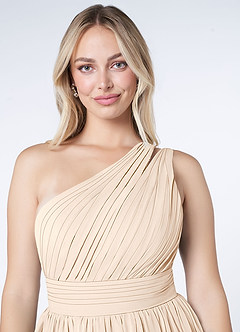 Azazie Molly Bridesmaid Dresses White Alabaster A-Line One Shoulder Chiffon Dress image6
