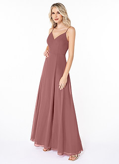 Azazie Lena Brautjungfernkleider A-Linie Spitze Chiffon Kleid Wüstenrose image3
