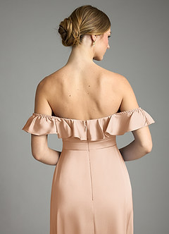 Azazie Lyra Bridesmaid Dresses English Rose A-Line Off the Shoulder Stretch Satin Convertible Dress image9