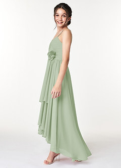 Azazie Catalina Junior A-Line Ruched Chiffon Asymmetrisk Junior brudepige Kjole image5