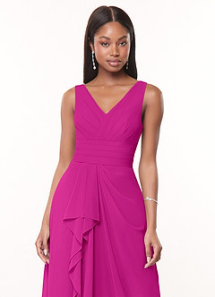 Azazie Julianna Bridesmaid Dresses Fuchsia A-Line Chiffon Dress image4