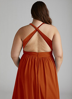 Azazie Ashia Bridesmaid Dresses Paprika A-Line Pleated Chiffon Dress image12
