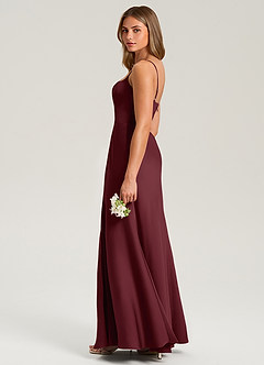 Azazie Lidia Brautjungfernkleider Meerjungfrau-Linie Seitliche Cut-Outs Stretch-Satin Kleid Cabernetrot image7