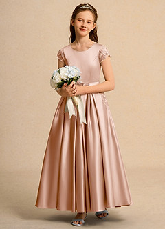 Azazie Bunny Junior Formal Sukienki dla dziewczynek sypiących kwiaty Suknia balowa Koronka Sznurówka Długość kostki Sukienka image3